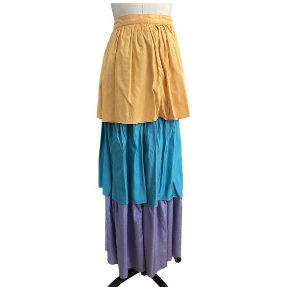 Vintage 70s Saint Laurent Rive Gauche Tiered Silk Maxi Skirt Size 36/ US 0-2 - Picture 2 of 8
